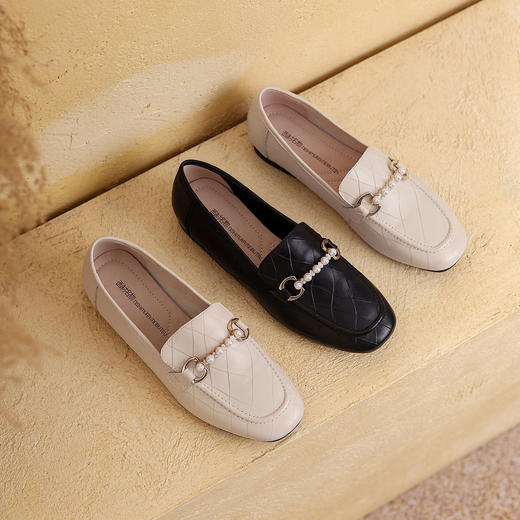 西村名物2022秋冬新款珍珠砖马衔扣jk制服鞋休闲平底女单鞋T22AM17721 商品图2