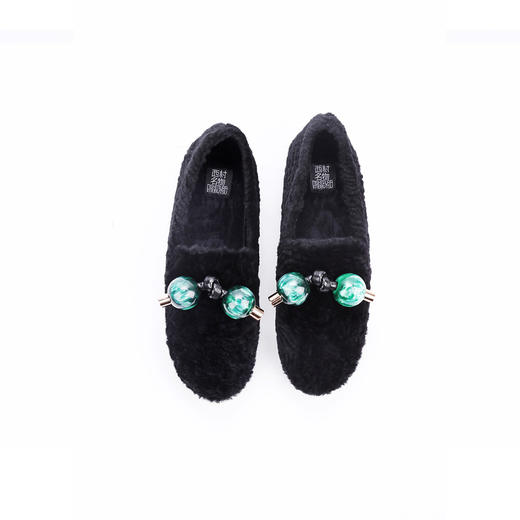 西村名物2021年专柜同款秋冬毛毛鞋加绒豆豆鞋可爱风柔软舒适单鞋女X20AM19241 商品图2