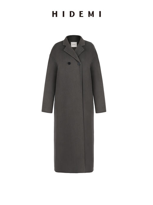 HIDEMI 深灰铜绿两粒扣简约设计感羊毛大衣 商品图6