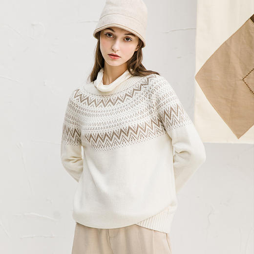 Famecoco范可儿中长款毛衣女慵懒暖色系冬装F218DB018 商品图3