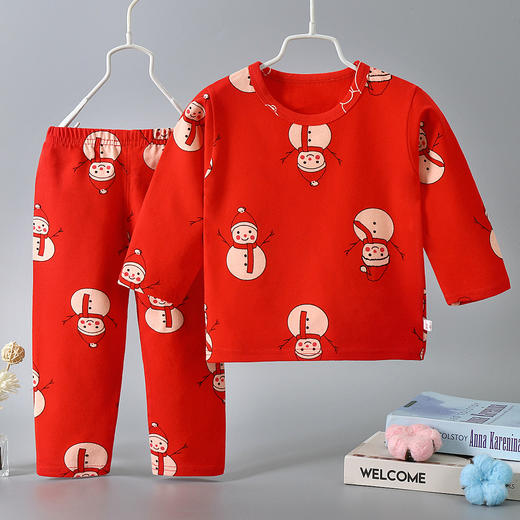 【圣诞套装】儿童过年喜庆大红色男孩女孩秋衣秋裤套装内衣婴幼儿保暖衣本命年 商品图7