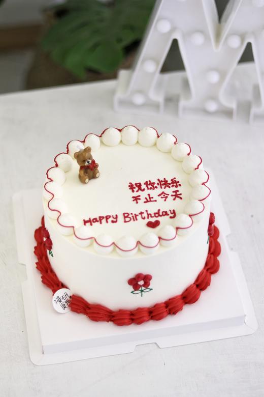 【生日蛋糕】红色小花小熊款 商品图0