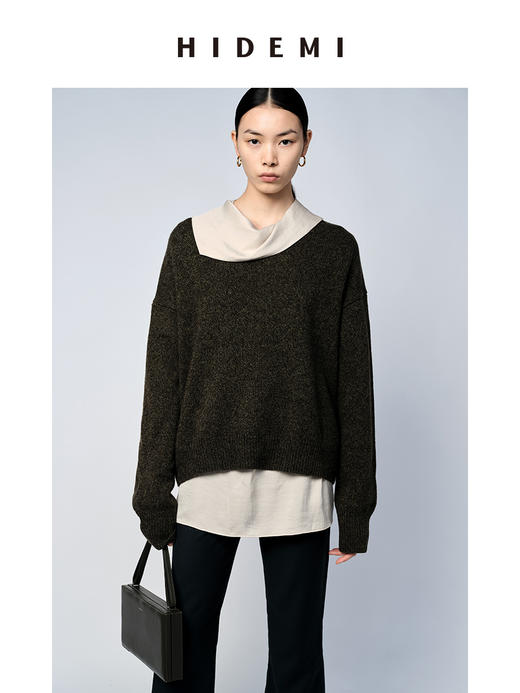 HIDEMI 美利奴羊毛系列经典圆领廓形厚款大毛衣 商品图9