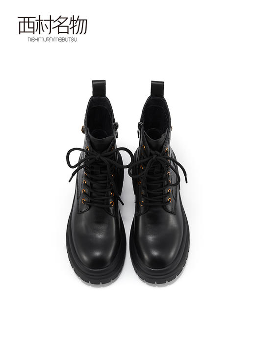 西村名物2021冬季新款英伦风真皮马丁靴增高ins短靴复古女鞋X21DS43981 商品图2