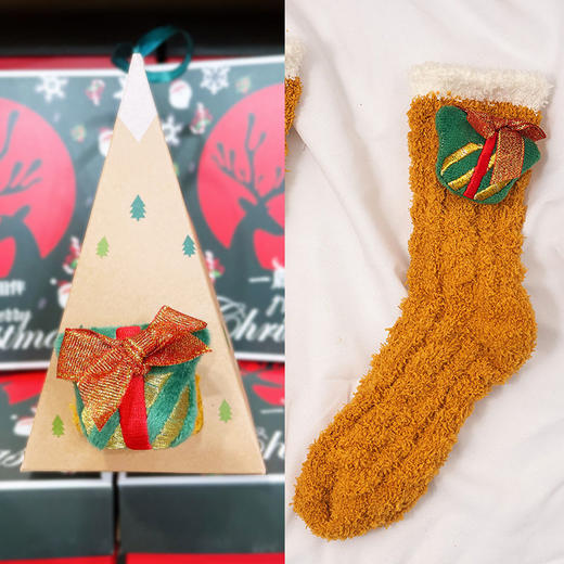 秋冬加厚保暖地板袜 圣诞家居珊瑚绒袜子女 卡通可爱睡眠袜月子袜 商品图9