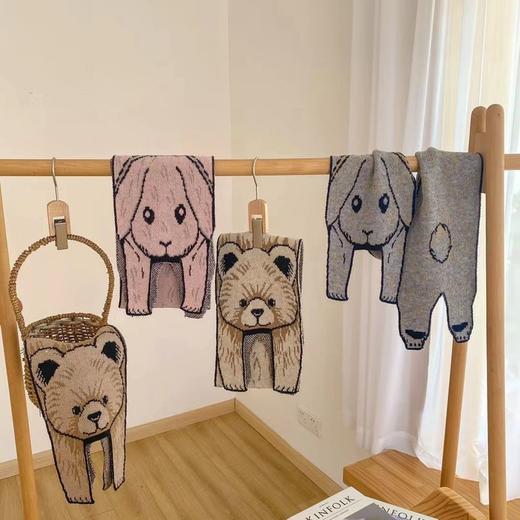 秋冬新款小熊小狗毛线男女宝宝针织动物围巾保暖围脖 商品图0