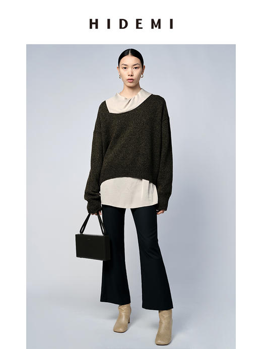 HIDEMI 美利奴羊毛系列经典圆领廓形厚款大毛衣 商品图6
