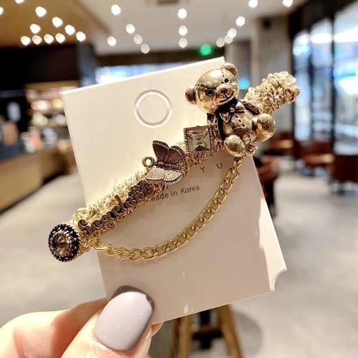 韩式可爱复古宫廷风巴洛克发夹可爱小兔小熊边夹水晶刘海夹发饰 商品图3