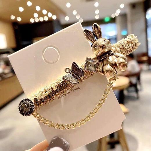 韩式可爱复古宫廷风巴洛克发夹可爱小兔小熊边夹水晶刘海夹发饰 商品图4