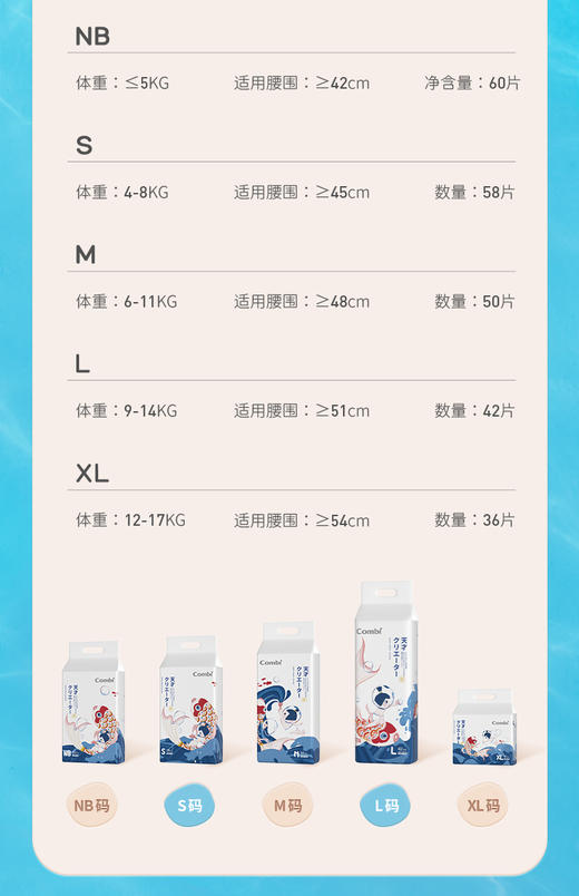 Combi日本康贝天才海之子(纸尿裤)弱酸轻薄透气尿不湿 商品图5