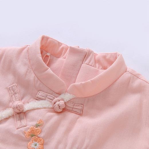 英氏-童衣类（冬）E1唐梭长袖连衣裙灰橘粉100CM 商品图1