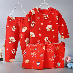【圣诞套装】儿童过年喜庆大红色男孩女孩秋衣秋裤套装内衣婴幼儿保暖衣本命年