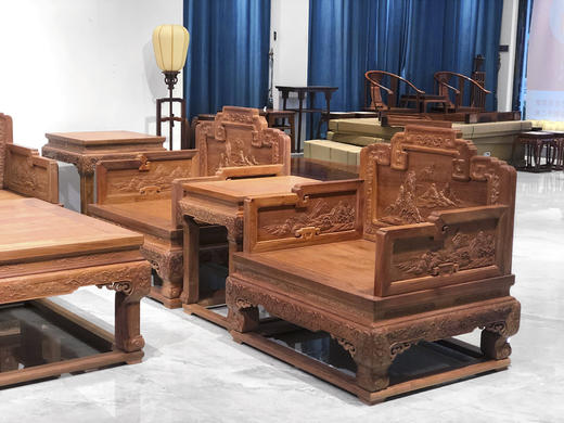 红桥红  家具严选  缅甸花梨（大果紫檀）【山水宝座 清式沙发十二件套】 商品图8