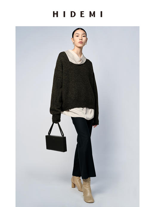 HIDEMI 美利奴羊毛系列经典圆领廓形厚款大毛衣 商品图8