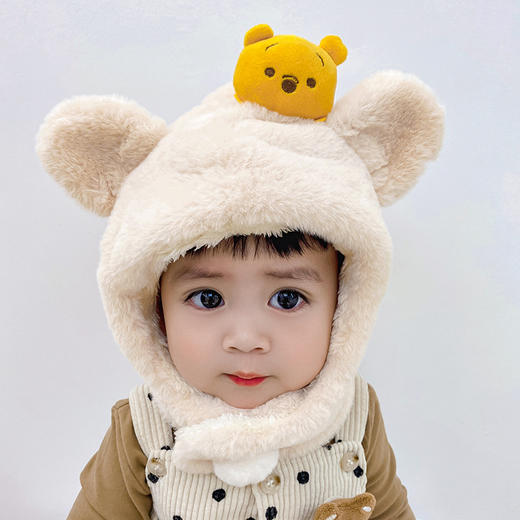 儿童帽子围巾一体加绒加厚可爱男童女童卡通鹿角宝宝套头帽 商品图13