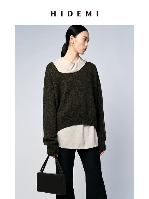 HIDEMI 美利奴羊毛系列经典圆领廓形厚款大毛衣 商品图7