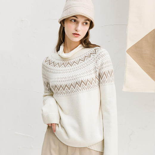 Famecoco范可儿中长款毛衣女慵懒暖色系冬装F218DB018 商品图1