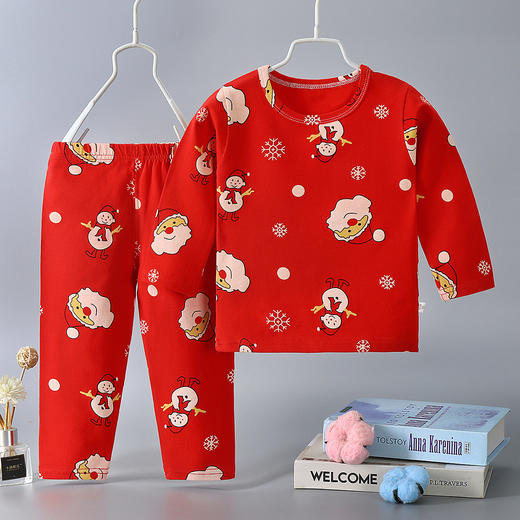 【圣诞套装】儿童过年喜庆大红色男孩女孩秋衣秋裤套装内衣婴幼儿保暖衣本命年 商品图12