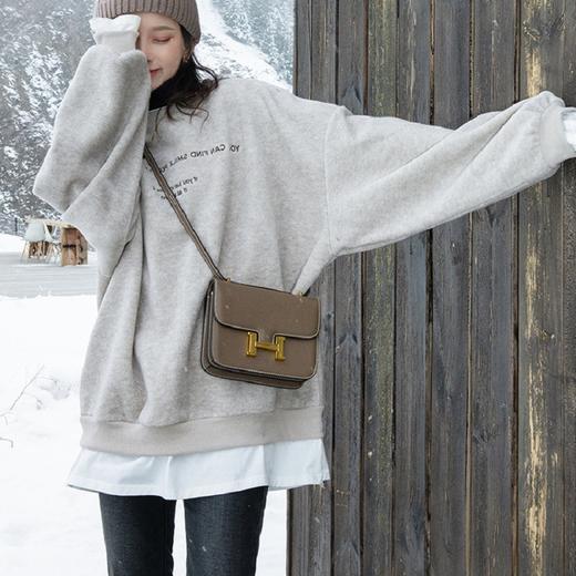 假两件呢子加绒卫衣女2021冬装新款女装韩版宽松小个子超火上衣女 商品图2