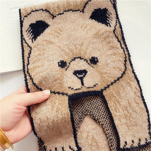 秋冬新款小熊小狗毛线男女宝宝针织动物围巾保暖围脖 商品图7