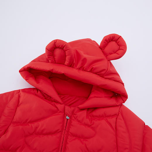 英氏-童衣类（冬）E1新羽长帽外套婴粟红100CM 商品图1