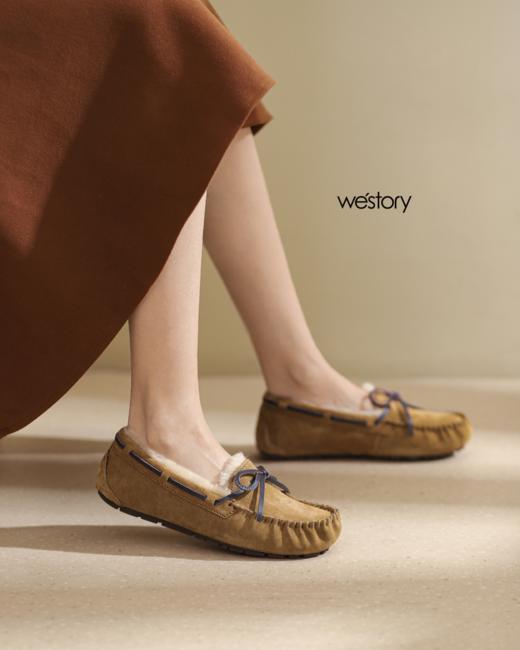 westory2021秋冬新质感平底懒人一脚蹬毛毛鞋圆头绒里减龄乐福鞋S22AM54391 商品图5