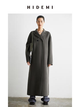 HIDEMI 深灰铜绿两粒扣简约设计感羊毛大衣