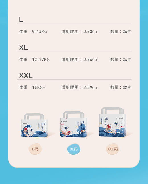 Combi 日本康贝天才海之子(拉拉裤)宝宝轻薄透气训练库全码 商品图6