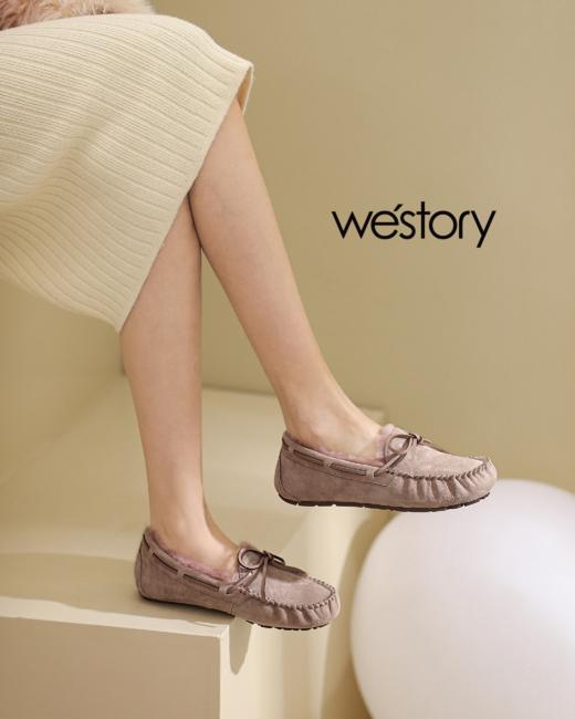 westory2021秋冬新质感平底懒人一脚蹬毛毛鞋圆头绒里减龄乐福鞋S22AM54391 商品图1