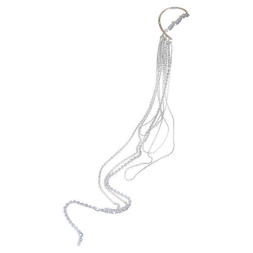 远方情新款超长镶钻流苏耳挂小众设计冷淡风无耳洞超仙耳环E1158 商品图9