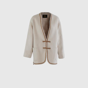 轻奢深领两颗扣国风双面手工短大衣