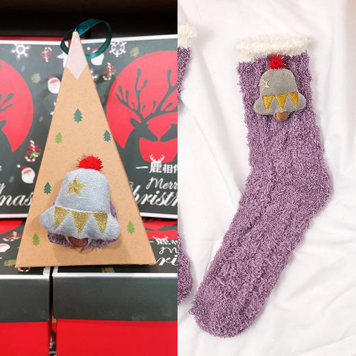 秋冬加厚保暖地板袜 圣诞家居珊瑚绒袜子女 卡通可爱睡眠袜月子袜 商品图7