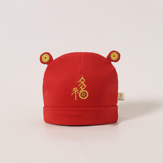婴儿帽子秋冬 中国风纯棉金丝福字新生儿胎帽国潮喜庆宝宝帽子0-3岁 商品图8