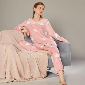 阪织屋婴儿绒桃子印花长袖长裤套装6531750162103