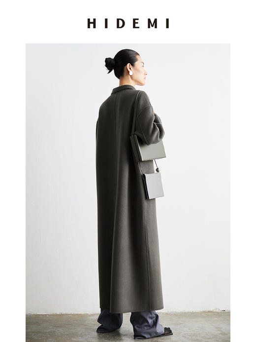 HIDEMI 深灰铜绿两粒扣简约设计感羊毛大衣 商品图5