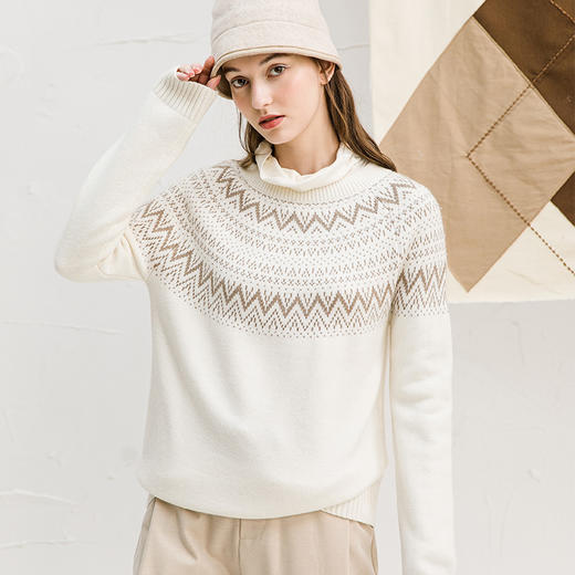 Famecoco范可儿中长款毛衣女慵懒暖色系冬装F218DB018 商品图0