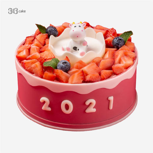 喜气牛牛酸奶草莓蛋糕，可选1.5/2.5/3.5/6磅 商品图0