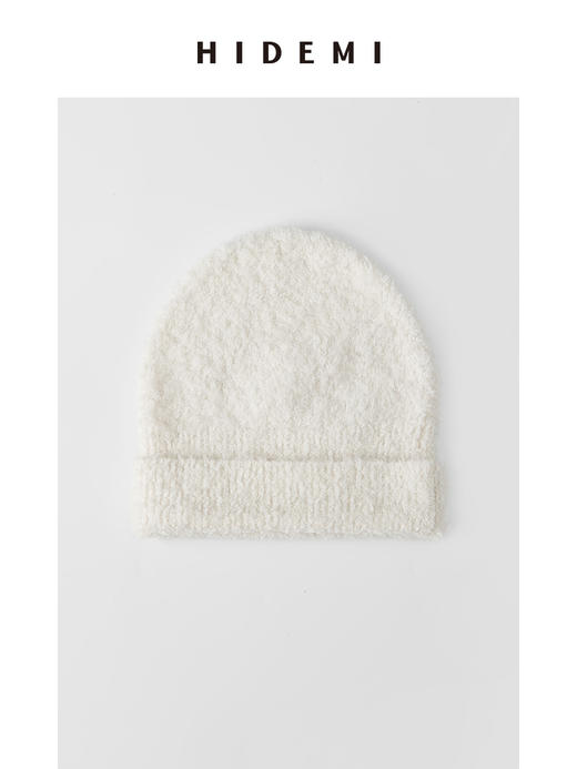 HIDEMI 美利奴圈圈羊毛圆帽 原白色/炭灰色 商品图1