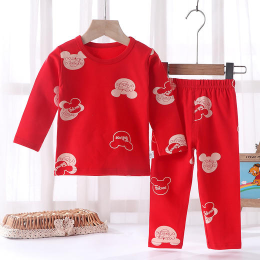【圣诞套装】儿童过年喜庆大红色男孩女孩秋衣秋裤套装内衣婴幼儿保暖衣本命年 商品图11