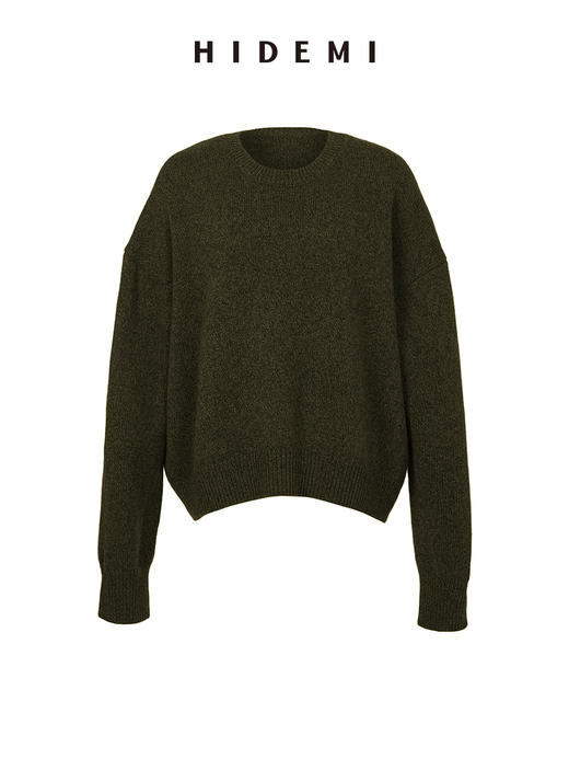 HIDEMI 美利奴羊毛系列经典圆领廓形厚款大毛衣 商品图5