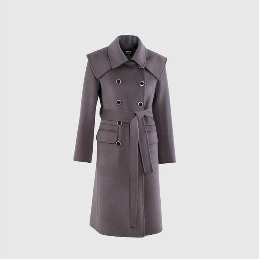 宽肩搭率性两排扣双面手工大衣 商品图0