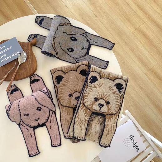 秋冬新款小熊小狗毛线男女宝宝针织动物围巾保暖围脖 商品图3