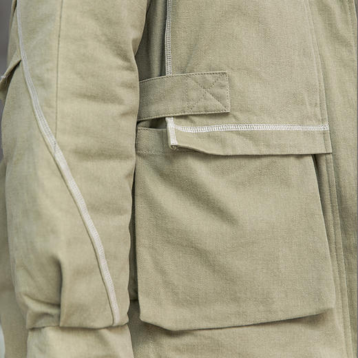 famecoco范可儿大毛领派克服女冬季品牌工装羽绒服中长款女士外套F218AD004 商品图4