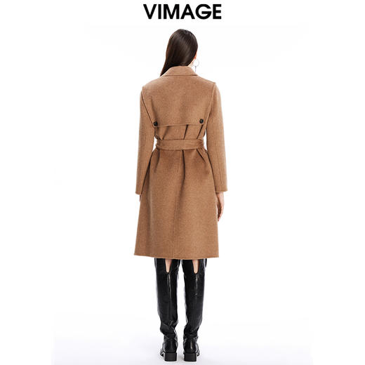 VIMAGE纬漫纪冬季新款复古驼色气质修身羊毛大衣V1614201 商品图5