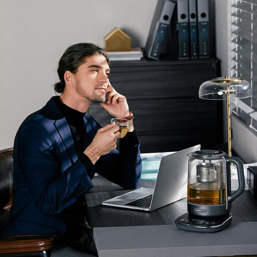 摩飞电器（Morphyrichards）养生壶煮茶器煮茶壶智能升降电水壶烧水壶电热水壶迷你玻璃花茶壶黑茶 MR6088灰 商品图0