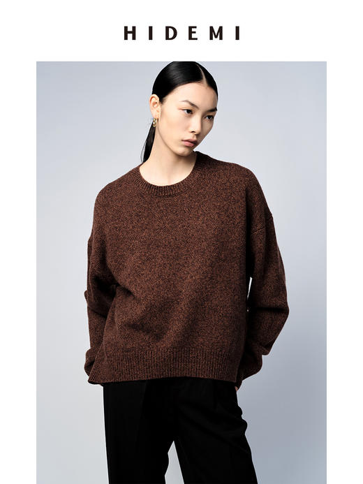 HIDEMI 美利奴羊毛系列经典圆领廓形厚款大毛衣 商品图3