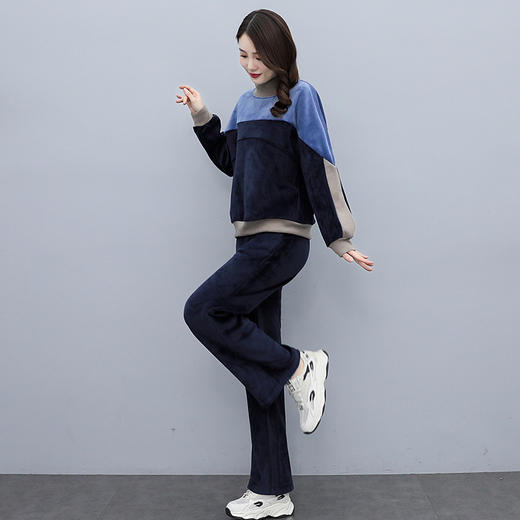 HR  KSM8119加厚双面丝绒休闲运动拼色套装 商品图3