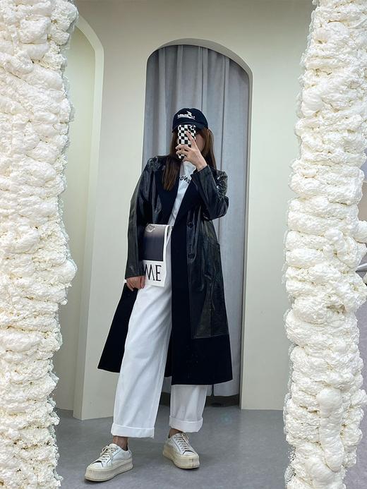 帅气漆皮拼毛呢大衣 商品图2