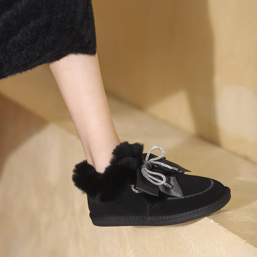 西村名物2021年秋冬新款时尚毛茸短筒女士雪地靴保暖女靴T21CM36441 商品图2