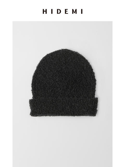 HIDEMI 美利奴圈圈羊毛圆帽 原白色/炭灰色 商品图2